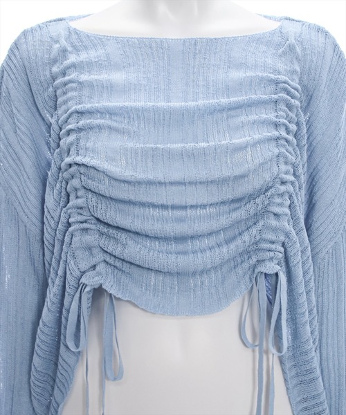 clear（クリア）の「透かし編みシャーリングトップス≪2024SS≫（ニット/セーター・レディース・ブルーグレー/ブラック/ベージュ・F）」の18枚目の写真