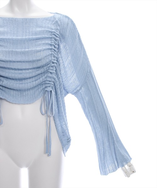 clear（クリア）の「透かし編みシャーリングトップス≪2024SS≫（ニット/セーター・レディース・ブルーグレー/ブラック/ベージュ・F）」の17枚目の写真