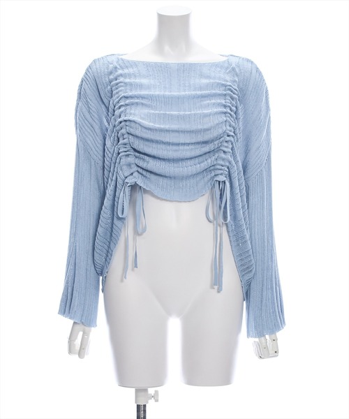 clear（クリア）の「透かし編みシャーリングトップス≪2024SS≫（ニット/セーター・レディース・ブルーグレー/ブラック/ベージュ・F）」の20枚目の写真