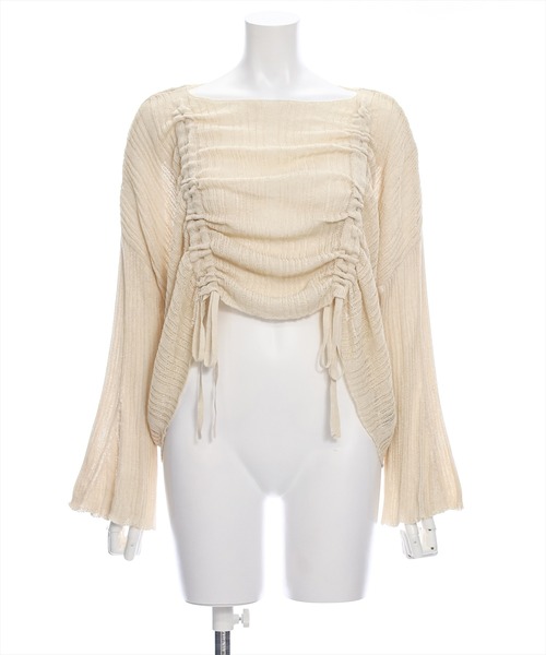 clear（クリア）の「透かし編みシャーリングトップス≪2024SS≫（ニット/セーター・レディース・ブルーグレー/ブラック/ベージュ・F）」の21枚目の写真