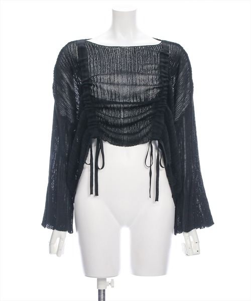 clear（クリア）の「透かし編みシャーリングトップス≪2024SS≫（ニット/セーター・レディース・ブルーグレー/ブラック/ベージュ・F）」の22枚目の写真