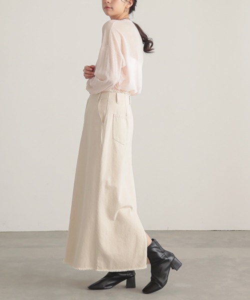 for/c（フォーシー）の「[新色追加]ゆるシアーニットプルオーバー【オーガニックコットン】（ニット/セーター・レディース・ブルー/オフホワイト/ブラック/ピンク/ライトグレー/ラベンダー・M/L/LL）」の10枚目の写真