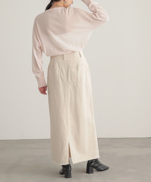 for/c（フォーシー）の「[新色追加]ゆるシアーニットプルオーバー【オーガニックコットン】（ニット/セーター・レディース・ブルー/オフホワイト/ブラック/ピンク/ライトグレー/ラベンダー・M/L/LL）」の11枚目の写真