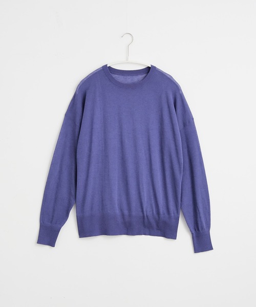 for/c（フォーシー）の「[新色追加]ゆるシアーニットプルオーバー【オーガニックコットン】（ニット/セーター・レディース・ブルー/オフホワイト/ブラック/ピンク/ライトグレー/ラベンダー・M/L/LL）」の13枚目の写真