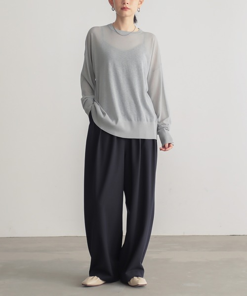 for/c（フォーシー）の「[新色追加]ゆるシアーニットプルオーバー【オーガニックコットン】（ニット/セーター・レディース・ブルー/オフホワイト/ブラック/ピンク/ライトグレー/ラベンダー・M/L/LL）」の18枚目の写真