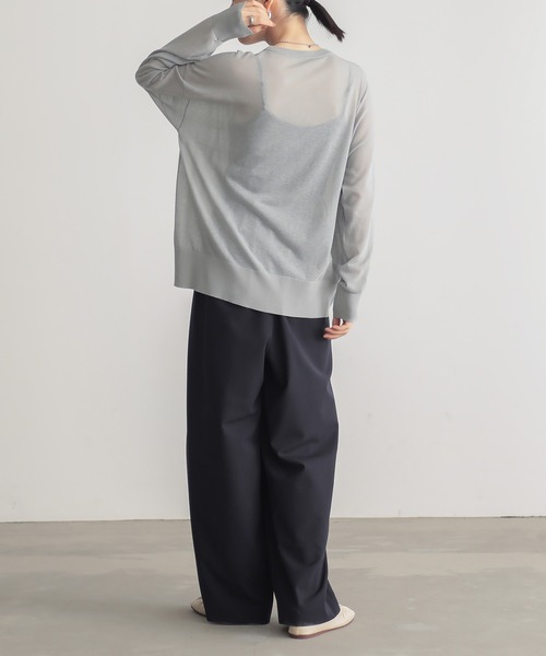 for/c（フォーシー）の「[新色追加]ゆるシアーニットプルオーバー【オーガニックコットン】（ニット/セーター・レディース・ブルー/オフホワイト/ブラック/ピンク/ライトグレー/ラベンダー・M/L/LL）」の20枚目の写真