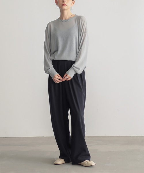 for/c（フォーシー）の「[新色追加]ゆるシアーニットプルオーバー【オーガニックコットン】（ニット/セーター・レディース・ブルー/オフホワイト/ブラック/ピンク/ライトグレー/ラベンダー・M/L/LL）」の17枚目の写真