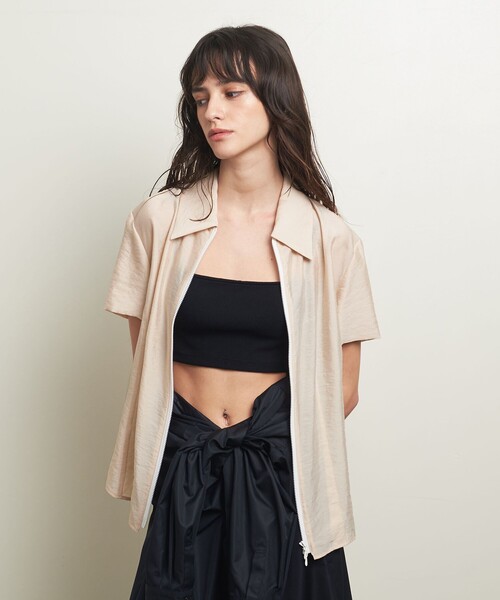 ＜ATTISESSION＞ジップ ショートスリーブ トップス