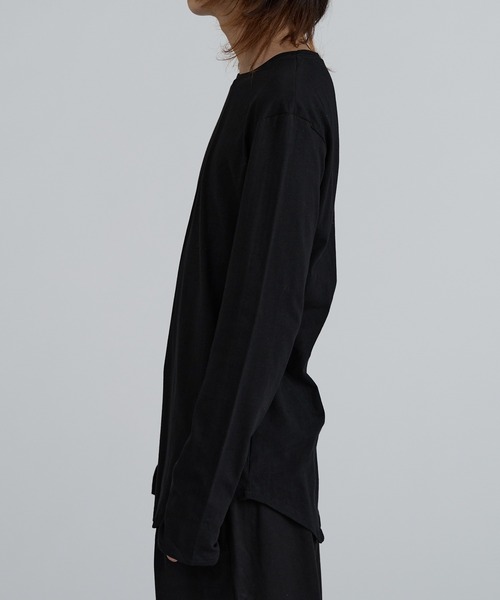 セール】ラウンドヘム ロング丈長袖Tシャツ サムホール シンプル 無地