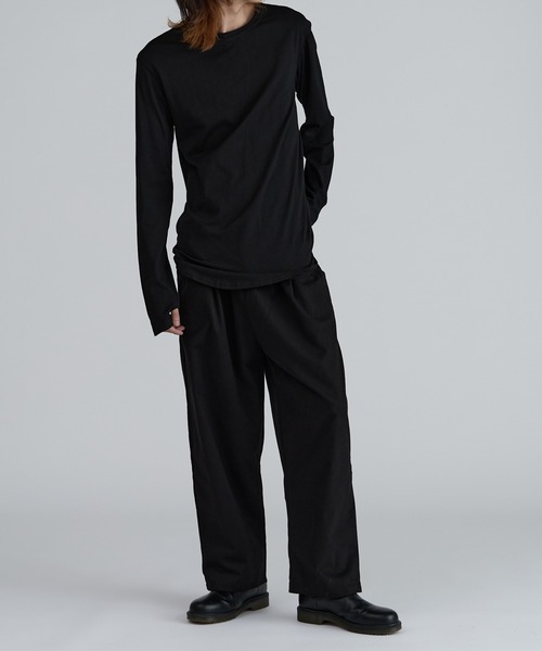 ROOPTOKYO（ループトウキョウ）の「ラウンドヘム ロング丈長袖Tシャツ サムホール シンプル 無地Ｔ 2026年春夏（Tシャツ/カットソー・メンズ・チャコール/ブラック/ホワイト・M/L/XL/XXL）」の6枚目の写真