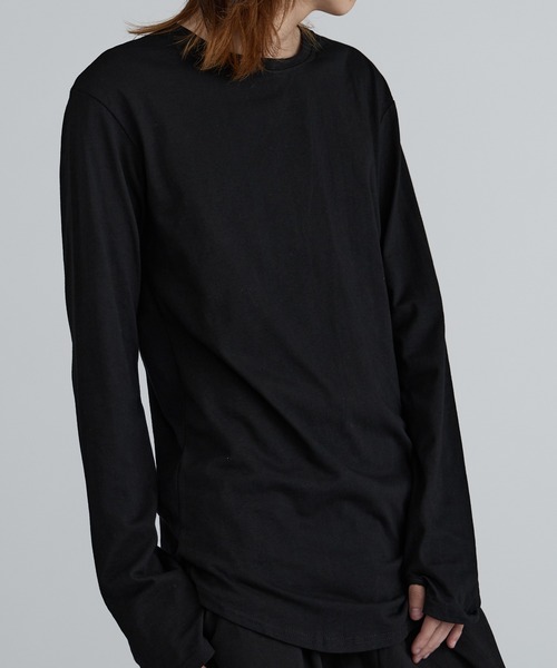 LGB 長袖カットソー 黒 ラウンドヘム ロング丈長袖Tシャツ サムホール シンプル 無地T 2026年