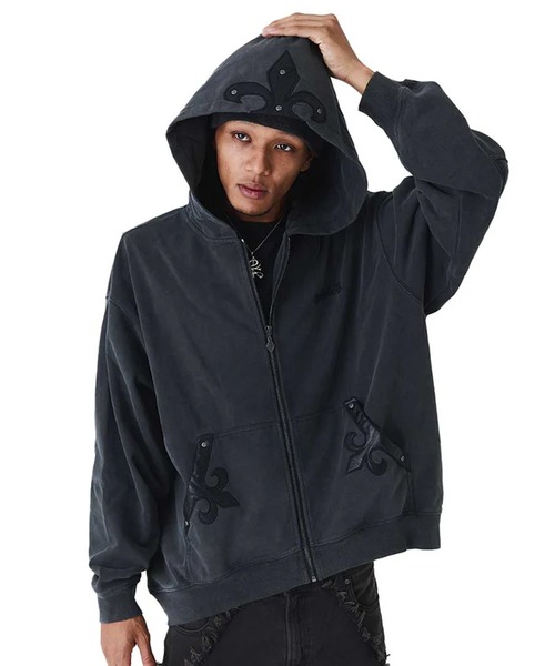 SUPPLIER/サプライヤー Fleur Leather Patch Zip Hoodie フーディー
