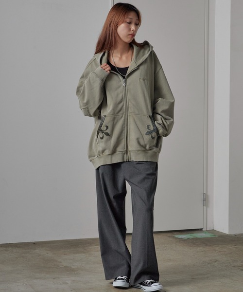 セール】SUPPLIER/サプライヤー Fleur Leather Patch Zip Hoodie