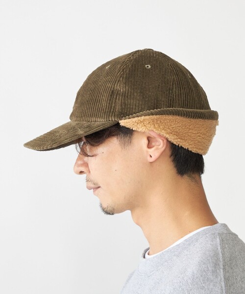 SHIPS（シップス）の「【WEB限定】SHIPS: ワンポイント ロゴ 刺繍 コーデュロイ ボア オーバーフィット キャップ（キャップ・メンズ・ベージュ/オリーブ/ブラック/ネイビー・ONE SIZE）」の3枚目の写真