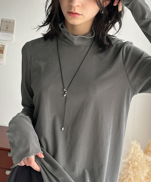 classicalelf(クラシカルエルフ)の「滑らか艶やか。レディ魅せきれいめ長袖タートルネックメロートップス(Tシャツ/カットソー・レディース・ピンク/ブラック/アイボリー/グレー/ブルー・LARGE/MEDIUM/SMALL/X-LARGE)」の1枚目の写真