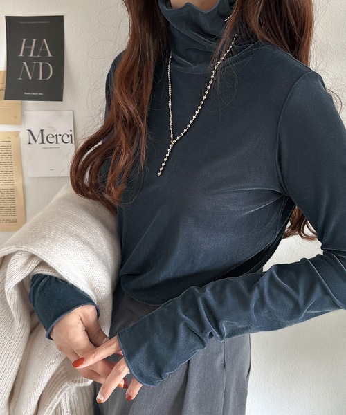 classicalelf(クラシカルエルフ)の「滑らか艶やか。レディ魅せきれいめ長袖タートルネックメロートップス(Tシャツ/カットソー・レディース・ピンク/ブラック/アイボリー/グレー/ブルー・LARGE/MEDIUM/SMALL/X-LARGE)」の21枚目の写真