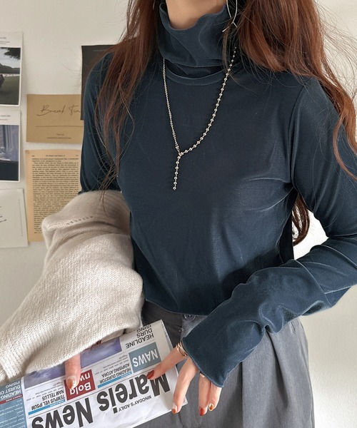 classicalelf(クラシカルエルフ)の「滑らか艶やか。レディ魅せきれいめ長袖タートルネックメロートップス(Tシャツ/カットソー・レディース・ピンク/ブラック/アイボリー/グレー/ブルー・LARGE/MEDIUM/SMALL/X-LARGE)」の20枚目の写真