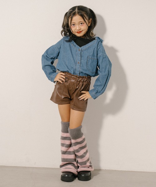 URBAN CHERRY(アーバンチェリー)の「フェイクレザータックショートパンツ(その他パンツ・キッズ・ブラウン/ブラック・150cm/140cm/130cm/120cm/110cm)」の9枚目の写真