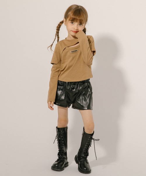 URBAN CHERRY(アーバンチェリー)の「フェイクレザータックショートパンツ(その他パンツ・キッズ・ブラウン/ブラック・150cm/140cm/130cm/120cm/110cm)」の8枚目の写真