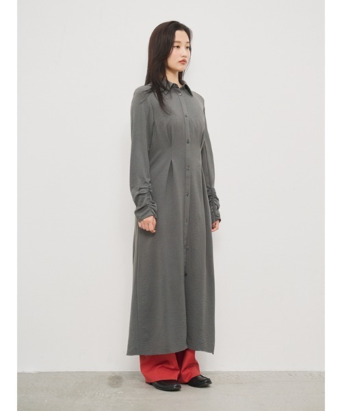 シャツワンピース S~XL ソリッドカラー ロング丈 2color シャツワンピース スタンドカラーロングワンピース : ZOZOTOWN