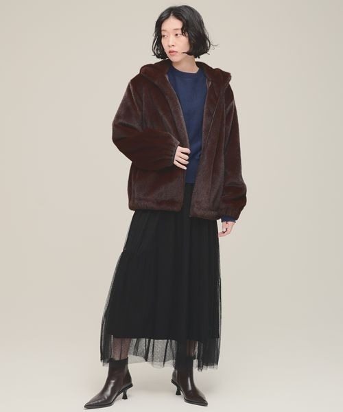 eL（エル）の「【eL】Fur Hood Blouson/147534（ブルゾン）」 - WEAR