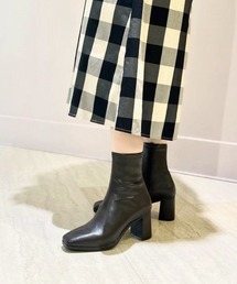 【REZOY】スクエアトゥセンターシームストレッチショートブーツ