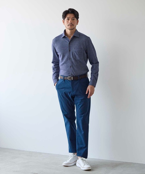 UNION STATION(ユニオンステーション)の「ヘリンボン柄ホリゾンタルカラージャージシャツ(シャツ/ブラウス・メンズ・ホワイト/ラベンダー/ブルー・M/S/L/LL)」の8枚目の写真