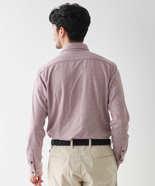 UNION STATION(ユニオンステーション)の「ヘリンボン柄ホリゾンタルカラージャージシャツ(シャツ/ブラウス・メンズ・ホワイト/ラベンダー/ブルー・M/S/L/LL)」の12枚目の写真