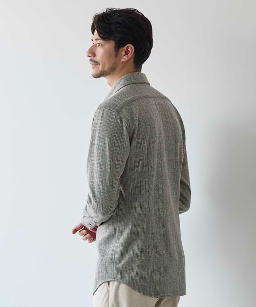 UNION STATION(ユニオンステーション)の「ヘリンボン柄ホリゾンタルカラージャージシャツ(シャツ/ブラウス・メンズ・ホワイト/ラベンダー/ブルー・M/S/L/LL)」の15枚目の写真