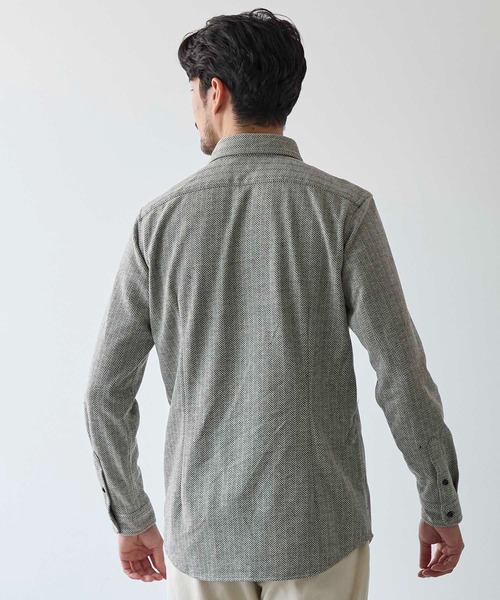 UNION STATION(ユニオンステーション)の「ヘリンボン柄ホリゾンタルカラージャージシャツ(シャツ/ブラウス・メンズ・ホワイト/ラベンダー/ブルー・M/S/L/LL)」の16枚目の写真