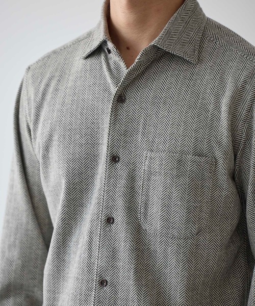 UNION STATION(ユニオンステーション)の「ヘリンボン柄ホリゾンタルカラージャージシャツ(シャツ/ブラウス・メンズ・ホワイト/ラベンダー/ブルー・M/S/L/LL)」の17枚目の写真