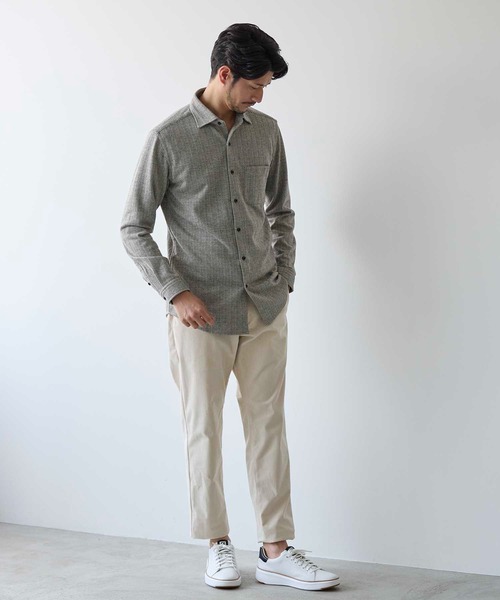 UNION STATION(ユニオンステーション)の「ヘリンボン柄ホリゾンタルカラージャージシャツ(シャツ/ブラウス・メンズ・ホワイト/ラベンダー/ブルー・M/S/L/LL)」の18枚目の写真