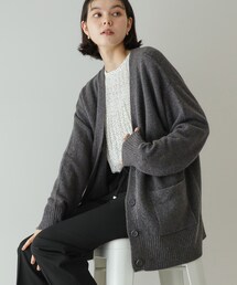 OPAQUE.CLIP | アンゴラ混リラクシーVネックニットカーディガン【洗濯機洗い可】(カーディガン/ボレロ)