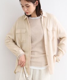 INDIVI | 【洗える／UVケア】スエード調サテンワークシャツブラウス(シャツ/ブラウス)
