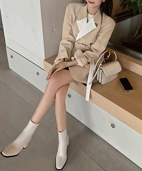 Lace Ladies(レースレディース)の「バックファスナー スクエアトゥ レザー調 ショート ブーツ(ブーツ・レディース・アイボリー/ブラウン/ブラック・23cm/23.5cm/24cm/24.5cm/25cm/22.5cm)」の19枚目の写真
