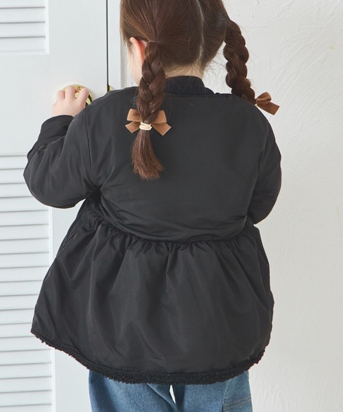 pairmanon（ペアマノン）の「裏ボア ガールズ フレアシルエット ナイロン ブルゾン（ブルゾン・キッズ・テラコッタ/ブラック/ベージュ/ピンク・90/100/110/120/130/140/150）」の6枚目の写真