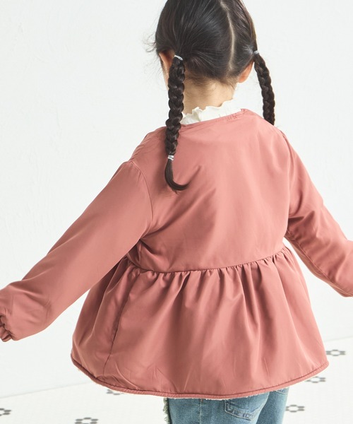 pairmanon（ペアマノン）の「裏ボア ガールズ フレアシルエット ナイロン ブルゾン（ブルゾン・キッズ・テラコッタ/ブラック/ベージュ/ピンク・90/100/110/120/130/140/150）」の7枚目の写真