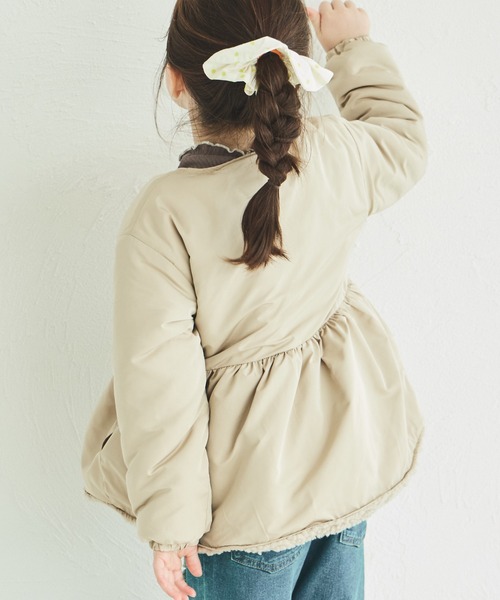 pairmanon（ペアマノン）の「裏ボア ガールズ フレアシルエット ナイロン ブルゾン（ブルゾン・キッズ・テラコッタ/ブラック/ベージュ/ピンク・90/100/110/120/130/140/150）」の10枚目の写真