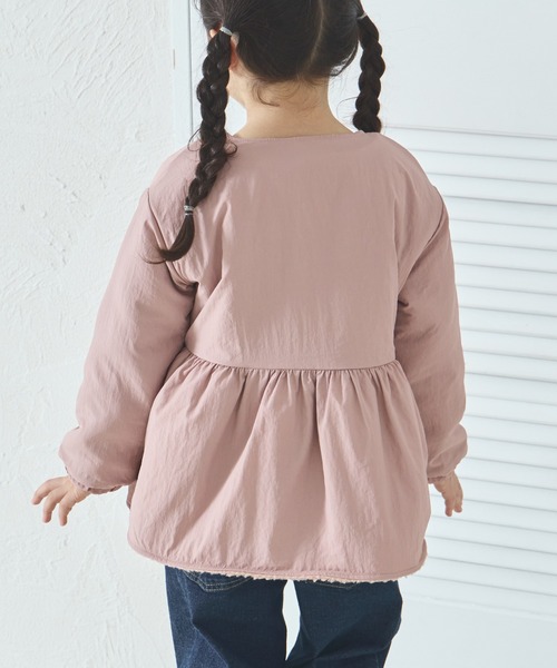 pairmanon（ペアマノン）の「裏ボア ガールズ フレアシルエット ナイロン ブルゾン（ブルゾン・キッズ・テラコッタ/ブラック/ベージュ/ピンク・90/100/110/120/130/140/150）」の12枚目の写真