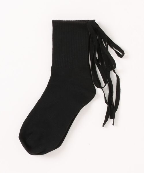 Mayree（メイリー）の「【urge select】レースアップ リボン ハイソックス（ソックス/靴下・レディース・ホワイト/ブラック/ブラック系/ホワイト系・FREE）」の8枚目の写真