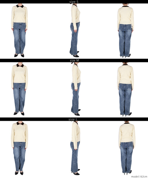 coca(coca)(コカ)の「配色ニットポロシャツ(ニット/セーター・レディース・グレー/アイボリー・S/L/M)」の15枚目の写真