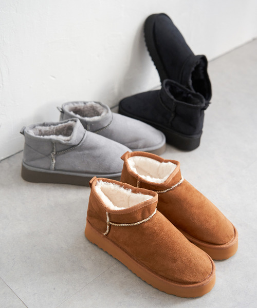 VENCEEXCHANGE（ヴァンスエクスチェンジ）の「ムートンブーツ（ブーツ・レディース・グレー/ブラック/キャメル・L/M）」の4枚目の写真