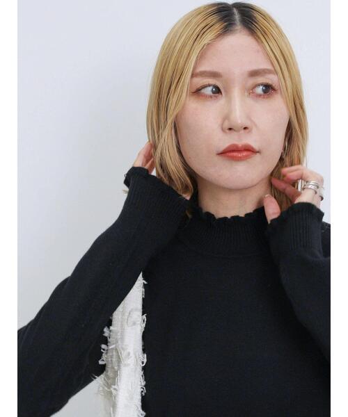 Samansa Mos2 blue（サマンサモスモスブルー）の「フリル衿ニットプルオーバー（ニット/セーター・レディース・ブラック/ブルー/オフホワイト・F）」の14枚目の写真