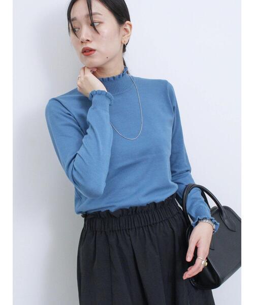 Samansa Mos2 blue（サマンサモスモスブルー）の「フリル衿ニットプルオーバー（ニット/セーター・レディース・ブラック/ブルー/オフホワイト・F）」の19枚目の写真