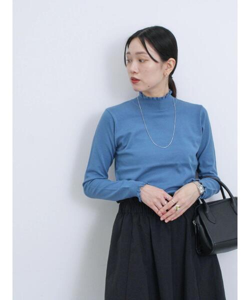 Samansa Mos2 blue（サマンサモスモスブルー）の「フリル衿ニットプルオーバー（ニット/セーター・レディース・ブラック/ブルー/オフホワイト・F）」の20枚目の写真