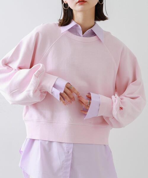 SENSE OF PLACE by URBAN RESEARCH(センスオブプレイスバイアーバンリサーチ)の「ピグメントクロップドスウェット(スウェット・レディース・ピンク/ネイビー/チャコールグレー/アイボリー・ONE)」の4枚目の写真