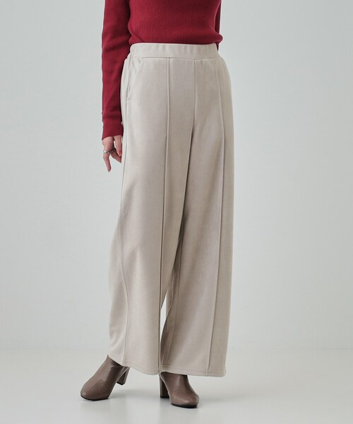 DRESKIP（ドレスキップ）の「◆【S-LL】脚をすっきりきれいに魅せる スエード調 ピンタックワイドパンツ（その他パンツ・レディース・チャコールグレー/グリーン/ナチュラル・01/02/03/04）」の8枚目の写真