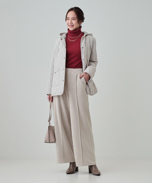 DRESKIP（ドレスキップ）の「◆【S-LL】脚をすっきりきれいに魅せる スエード調 ピンタックワイドパンツ（その他パンツ・レディース・チャコールグレー/グリーン/ナチュラル・01/02/03/04）」の10枚目の写真
