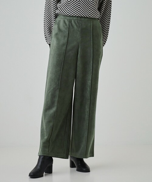 DRESKIP（ドレスキップ）の「◆【S-LL】脚をすっきりきれいに魅せる スエード調 ピンタックワイドパンツ（その他パンツ・レディース・チャコールグレー/グリーン/ナチュラル・01/02/03/04）」の12枚目の写真