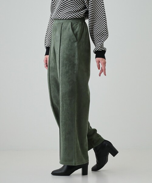 DRESKIP（ドレスキップ）の「◆【S-LL】脚をすっきりきれいに魅せる スエード調 ピンタックワイドパンツ（その他パンツ・レディース・チャコールグレー/グリーン/ナチュラル・01/02/03/04）」の13枚目の写真